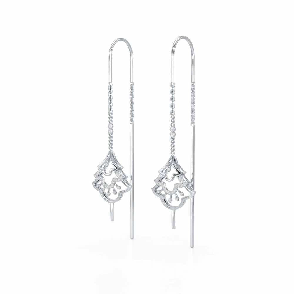 Ballina Silver Dangler Earrings - White Gold - Image 3