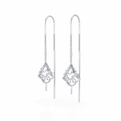 Ballina Silver Dangler Earrings - White Gold - Image 3