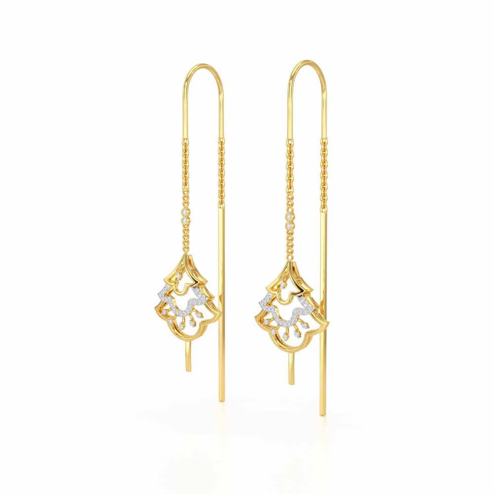 Ballina Silver Dangler Earrings - Yellow Gold - Image 3