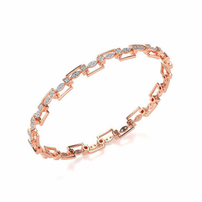 Bar Wave Silver Bangles - Rose Gold - Image 1