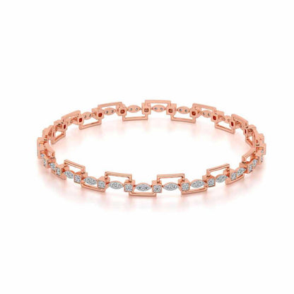 Bar Wave Silver Bangles - Rose Gold - Image 2