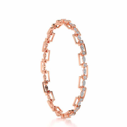 Bar Wave Silver Bangles - Rose Gold - Image 3