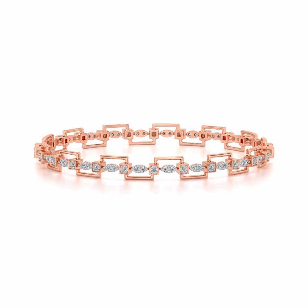 Bar Wave Silver Bangles - Rose Gold - Image 4