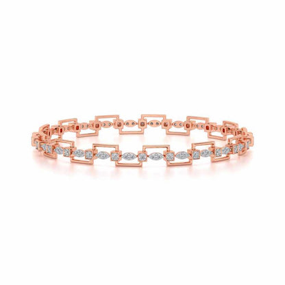 Bar Wave Silver Bangles - Rose Gold - Image 4