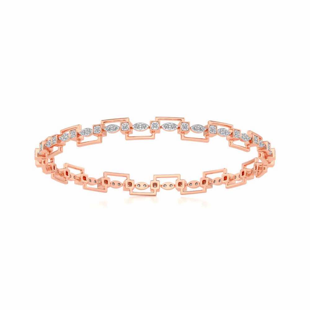Bar Wave Silver Bangles - Rose Gold - Image 5