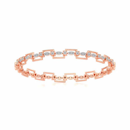 Bar Wave Silver Bangles - Rose Gold - Image 5