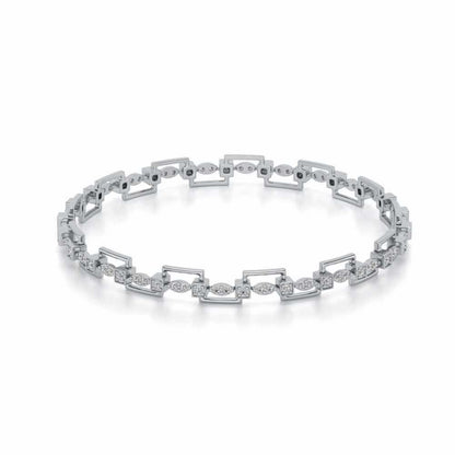 Bar Wave Silver Bangles - White Gold - Image 2