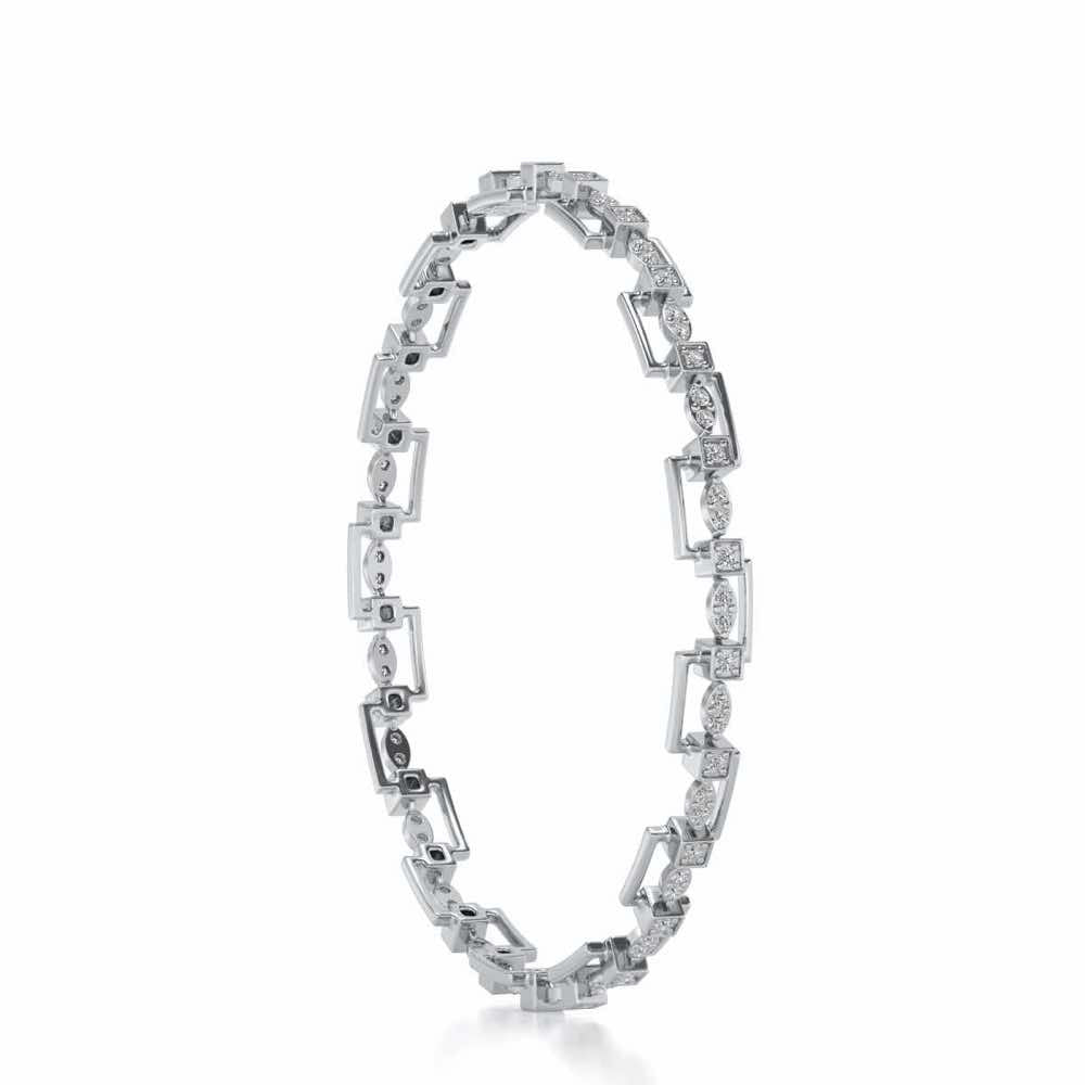 Bar Wave Silver Bangles - White Gold - Image 3