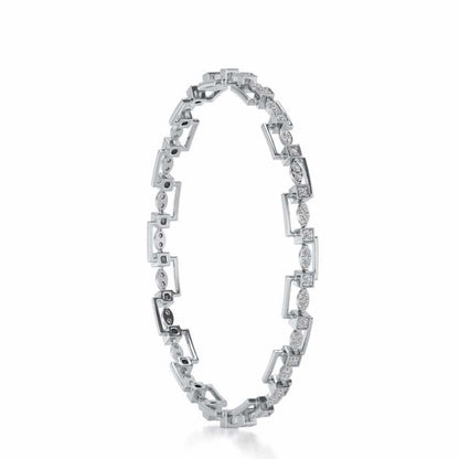 Bar Wave Silver Bangles - White Gold - Image 3