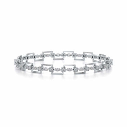 Bar Wave Silver Bangles - White Gold - Image 4