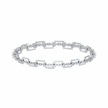 Bar Wave Silver Bangles - White Gold - Image 5