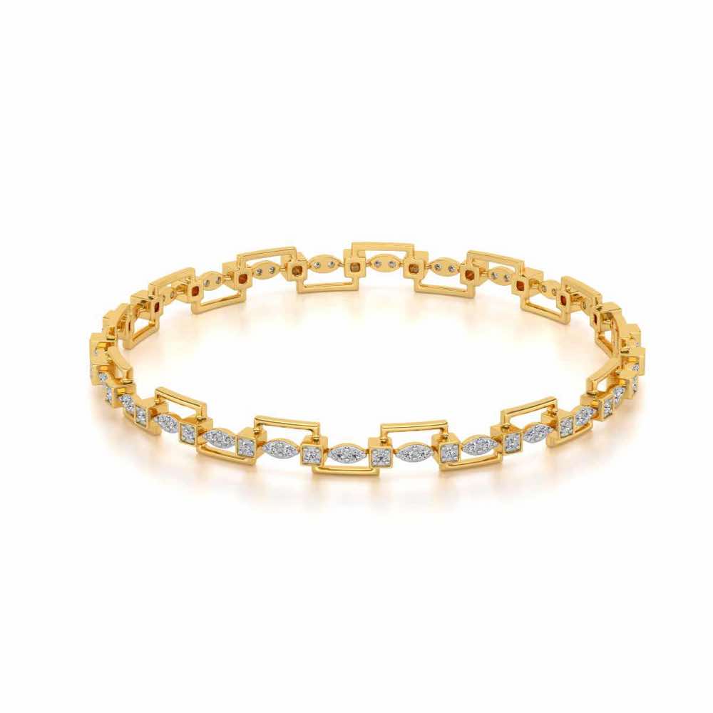 Bar Wave Silver Bangles - Yellow Gold - Image 2