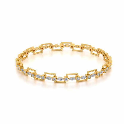Bar Wave Silver Bangles - Yellow Gold - Image 2