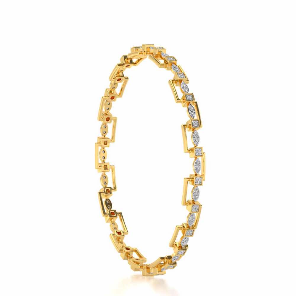 Bar Wave Silver Bangles - Yellow Gold - Image 3