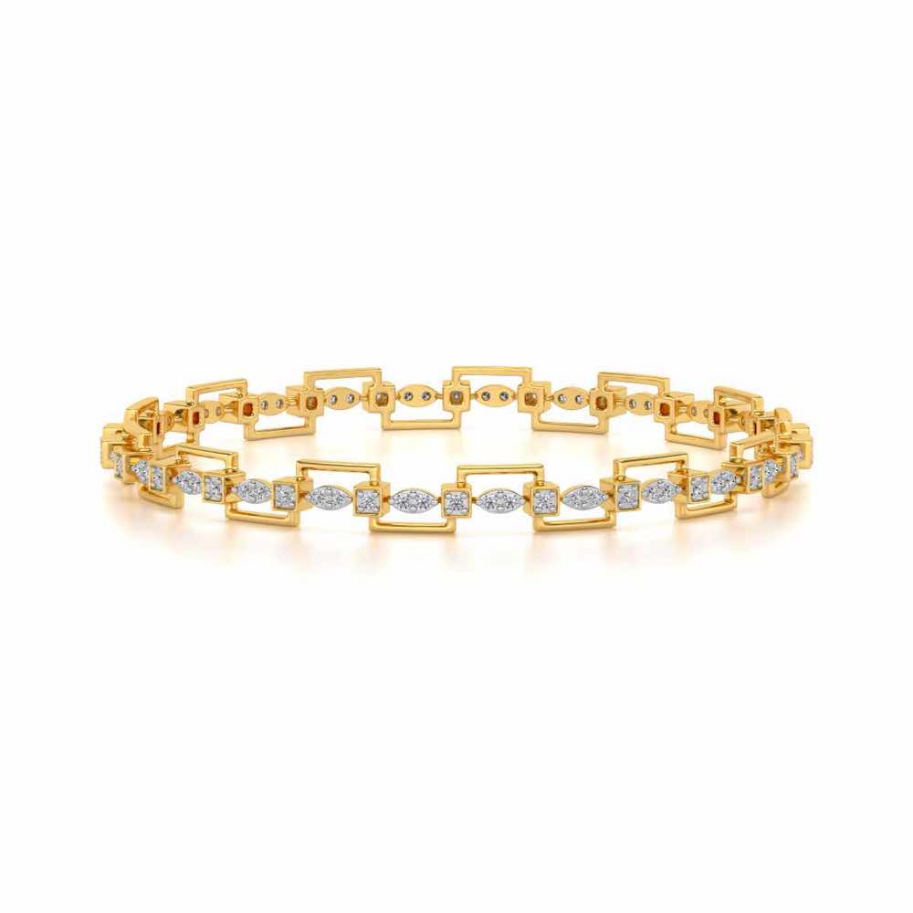 Bar Wave Silver Bangles - Yellow Gold - Image 4