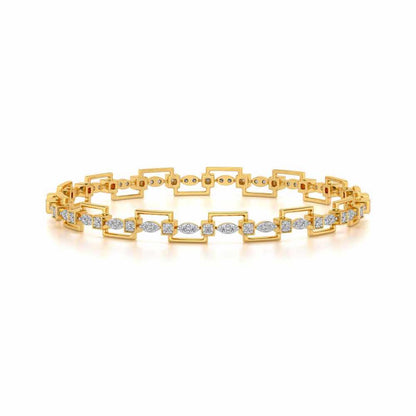 Bar Wave Silver Bangles - Yellow Gold - Image 4