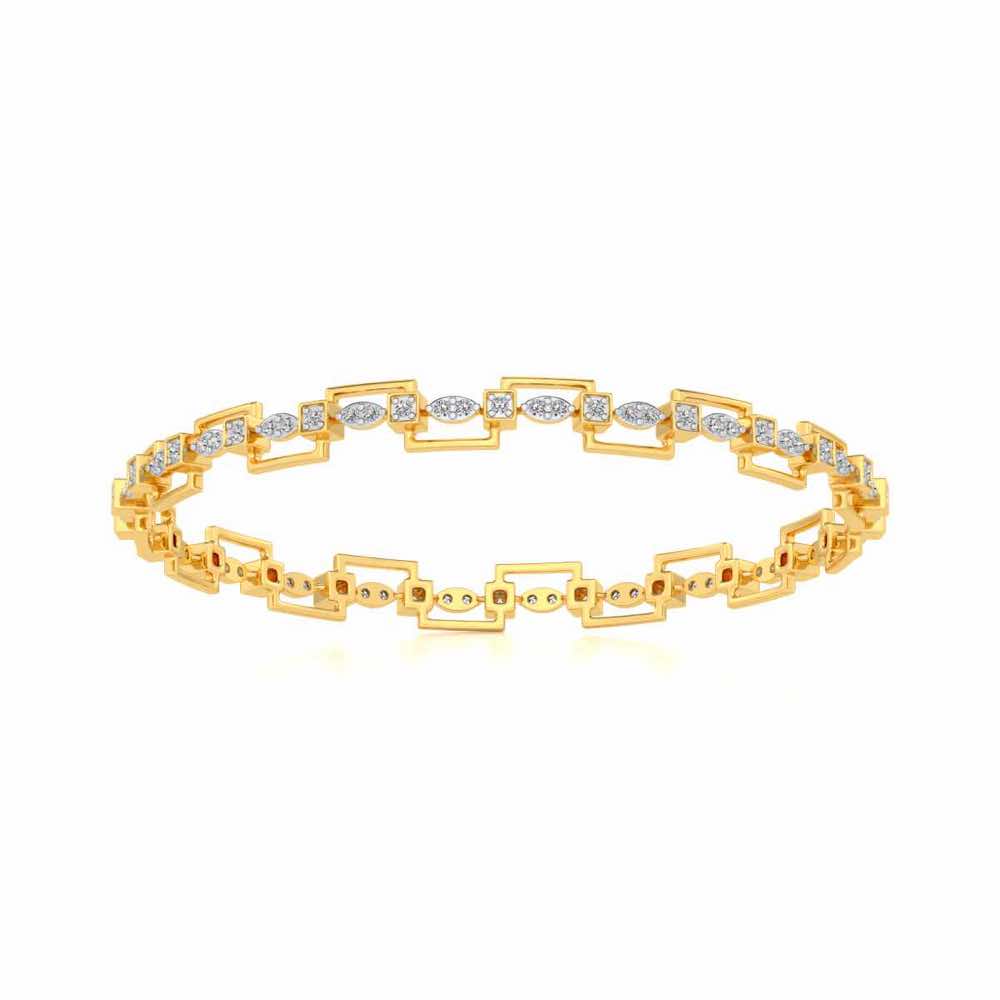 Bar Wave Silver Bangles - Yellow Gold - Image 5