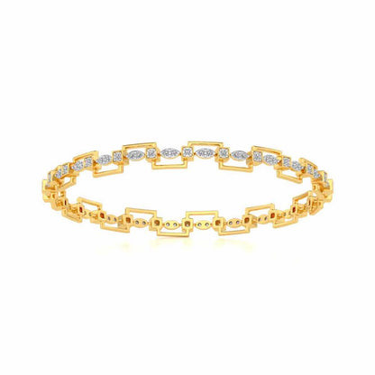 Bar Wave Silver Bangles - Yellow Gold - Image 5