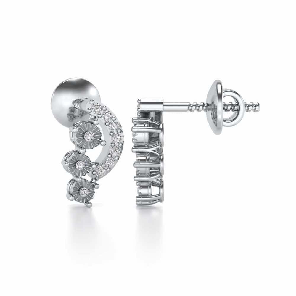 Bavita Silver Earrings - White Gold - Image 3