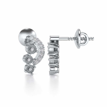 Bavita Silver Earrings - White Gold - Image 3
