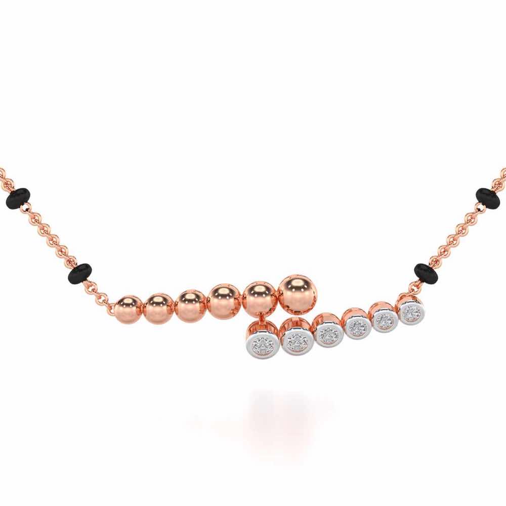 Beaded Array Silver Mangalsutra - Rose Gold - Image 1