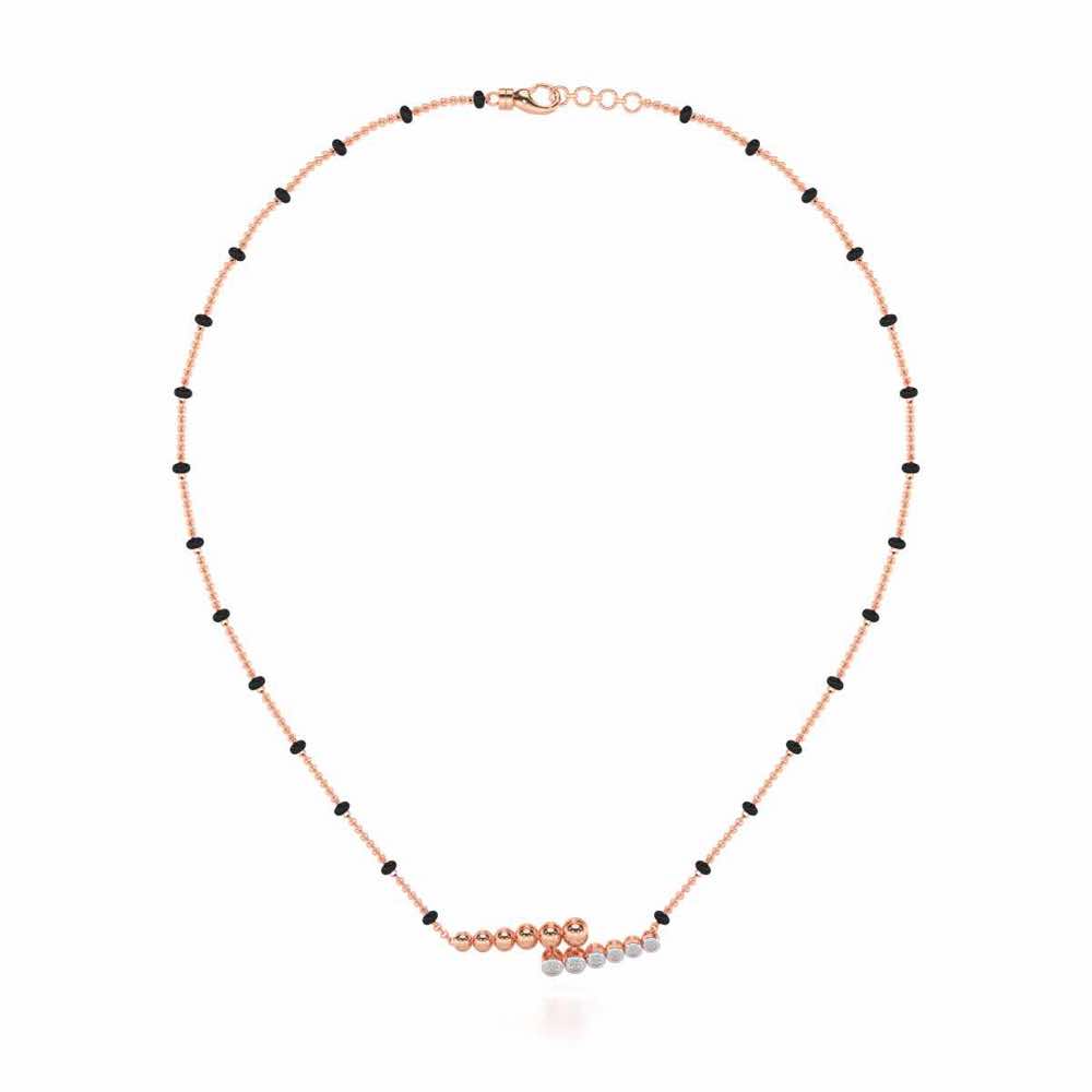 Beaded Array Silver Mangalsutra - Rose Gold - Image 3