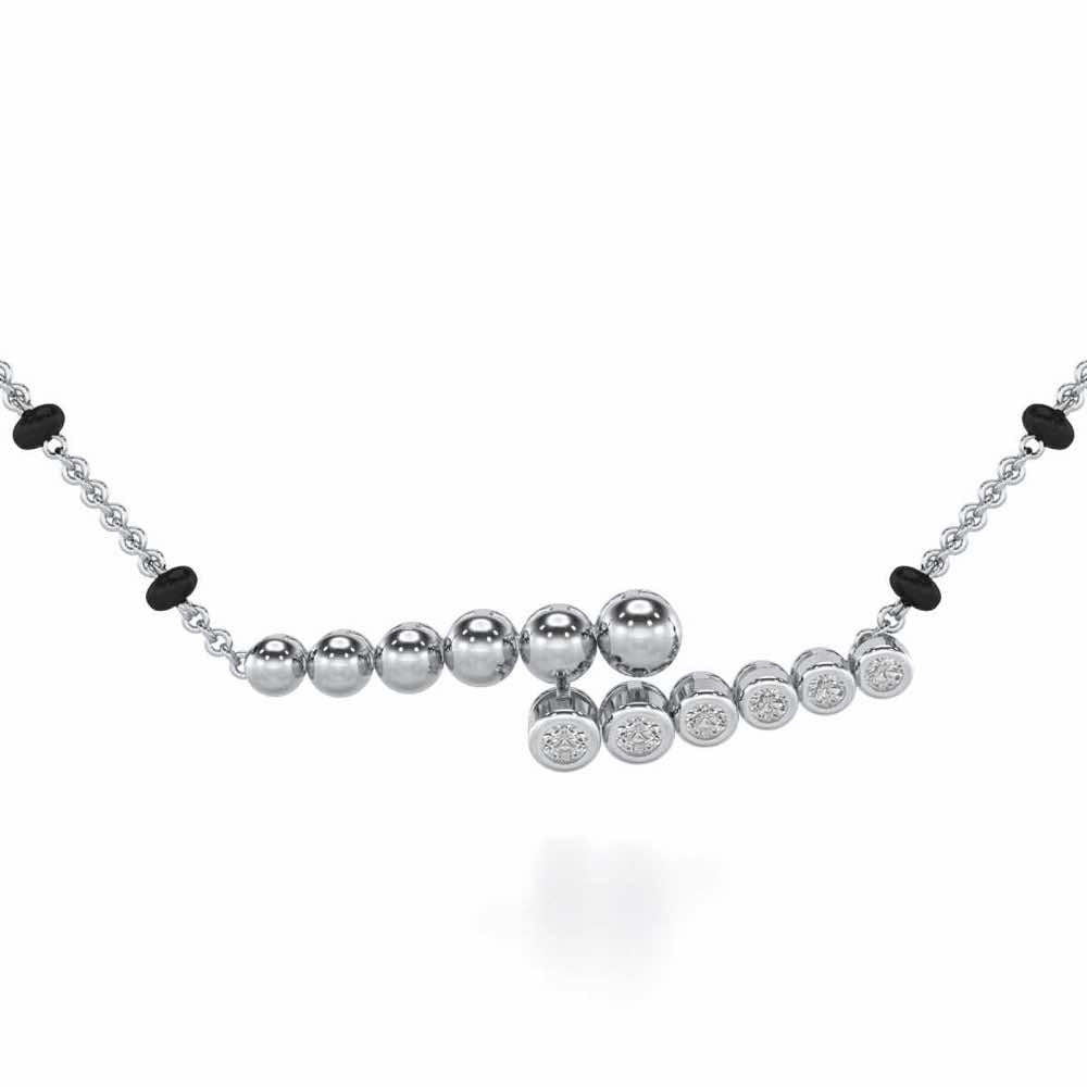 Beaded Array Silver Mangalsutra - White Gold - Image 1