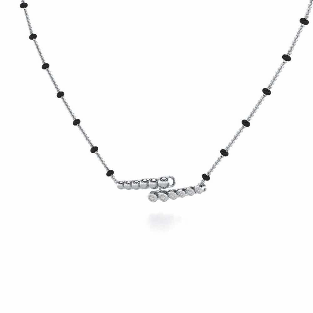 Beaded Array Silver Mangalsutra - White Gold - Image 2