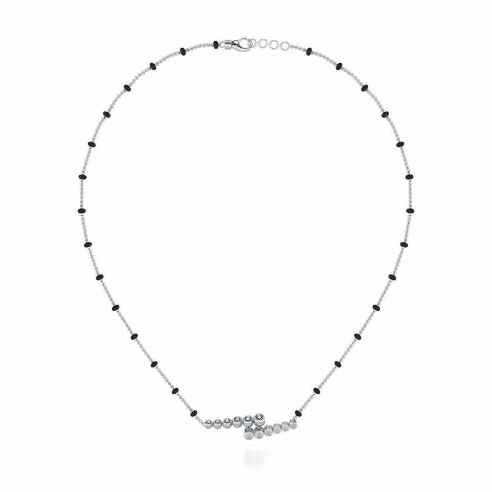 Beaded Array Silver Mangalsutra - White Gold - Image 3