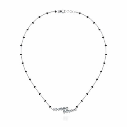 Beaded Array Silver Mangalsutra - White Gold - Image 3