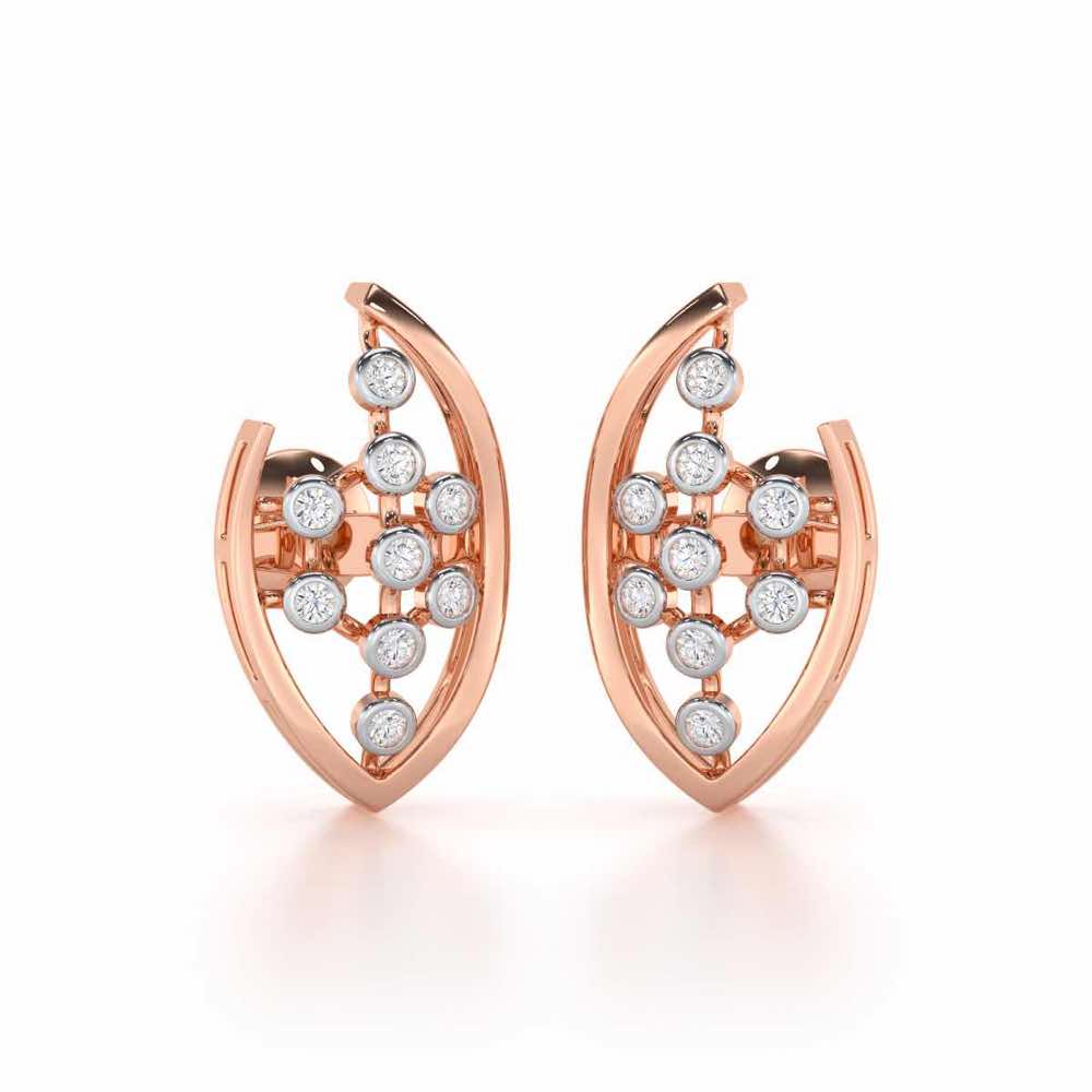 Beaded Flower Silver Earrings - Rose Gold - Image 1