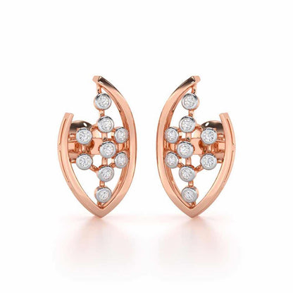 Beaded Flower Silver Earrings - Rose Gold - Image 1