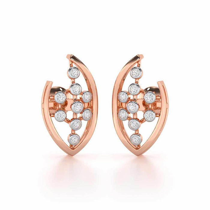 Beaded Flower Silver Earrings - Rose Gold - Image 1