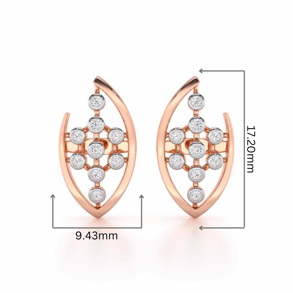Beaded Flower Silver Earrings - Rose Gold - Image 2