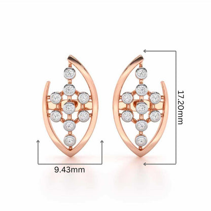 Beaded Flower Silver Earrings - Rose Gold - Image 2