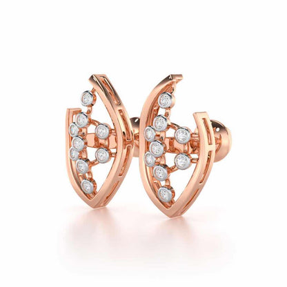 Beaded Flower Silver Earrings - Rose Gold - Image 3