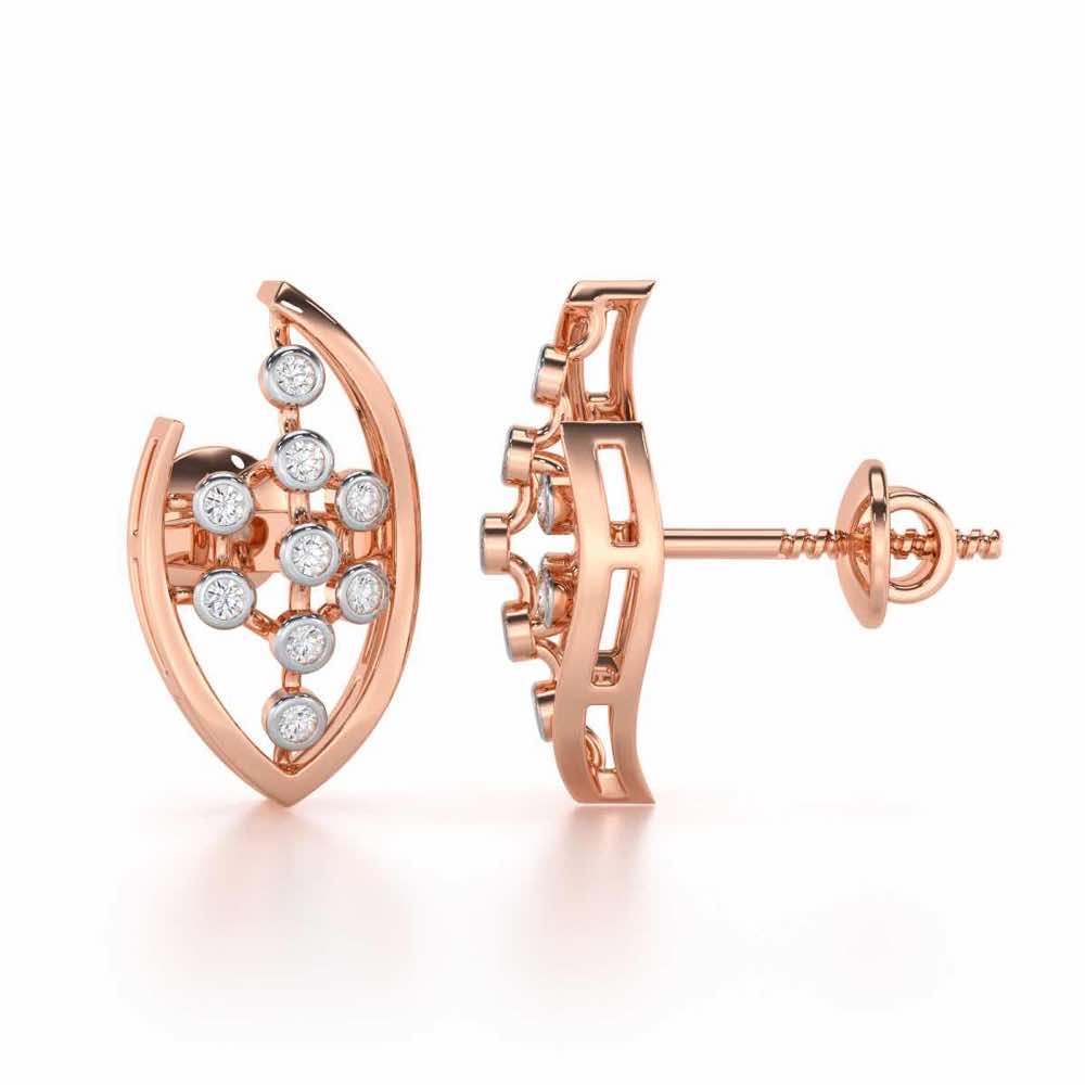 Beaded Flower Silver Earrings - Rose Gold - Image 4
