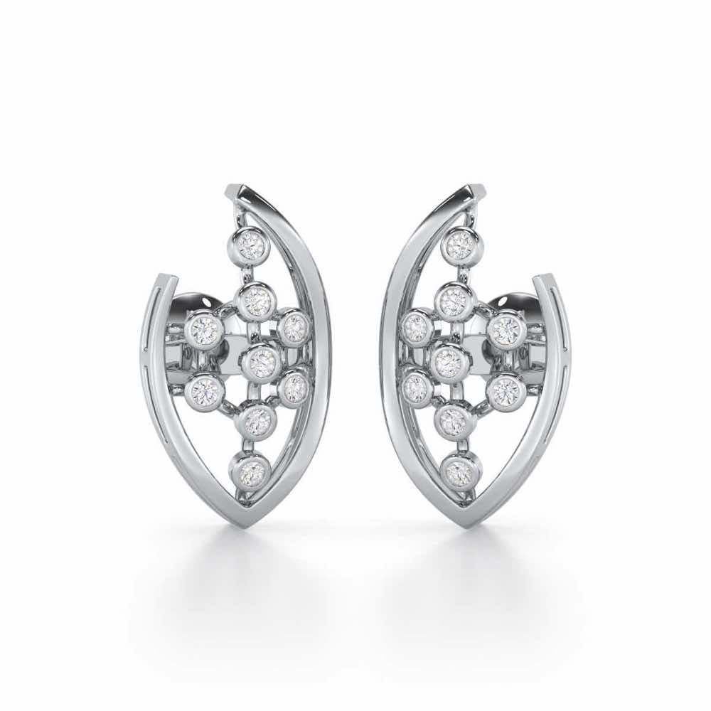 Beaded Flower Silver Earrings - White Gold - Image 1