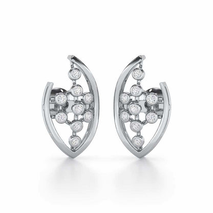 Beaded Flower Silver Earrings - White Gold - Image 1