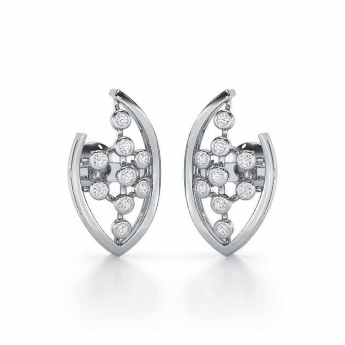 Beaded Flower Silver Earrings - White Gold - Image 1