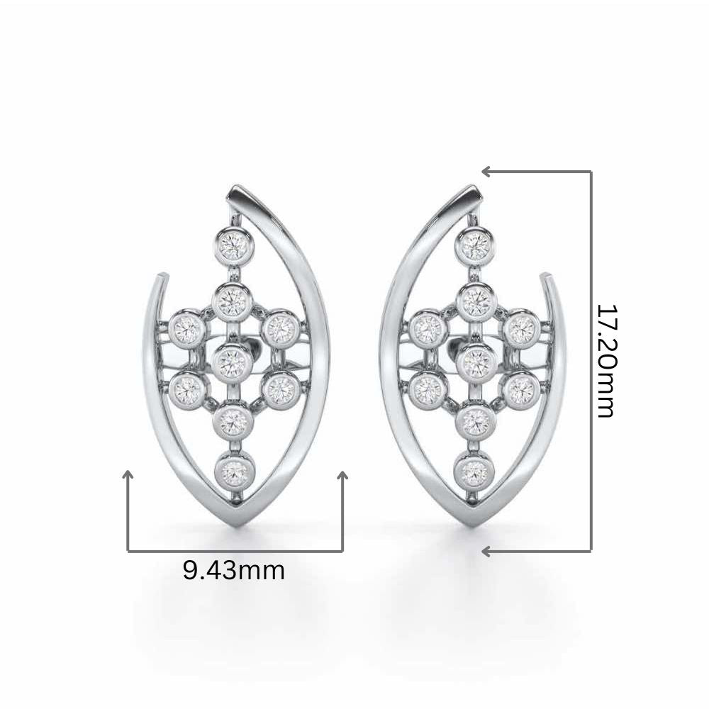 Beaded Flower Silver Earrings - White Gold - Image 2