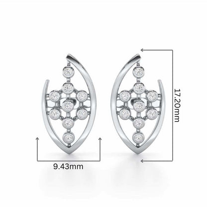 Beaded Flower Silver Earrings - White Gold - Image 2