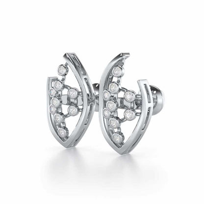 Beaded Flower Silver Earrings - White Gold - Image 3