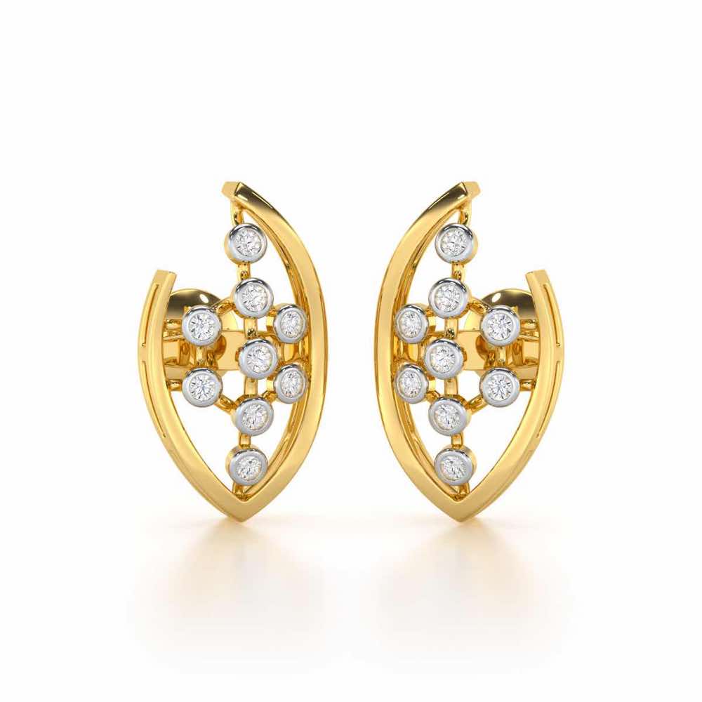 Beaded Flower Silver Earrings - Yellow Gold - Image 1