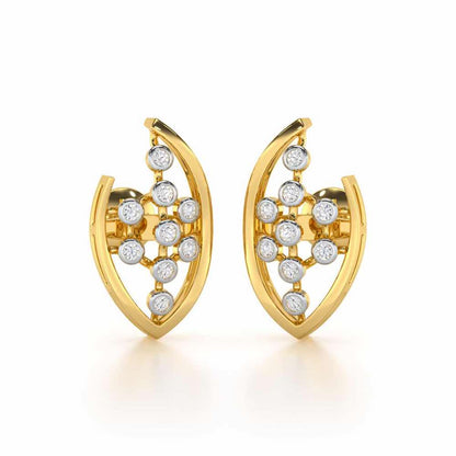 Beaded Flower Silver Earrings - Yellow Gold - Image 1