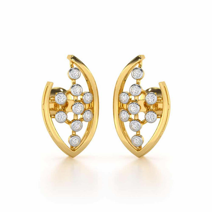 Beaded Flower Silver Earrings - Yellow Gold - Image 1