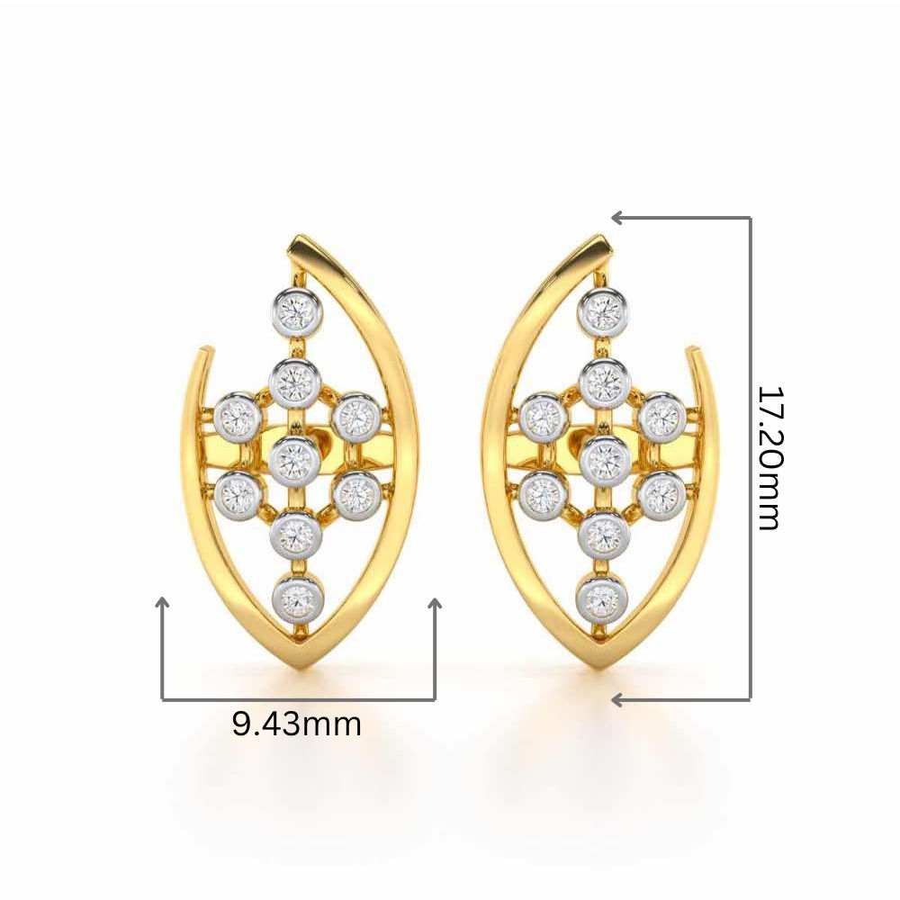 Beaded Flower Silver Earrings - Yellow Gold - Image 2