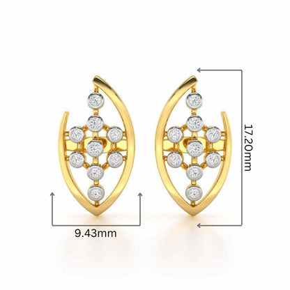 Beaded Flower Silver Earrings - Yellow Gold - Image 2