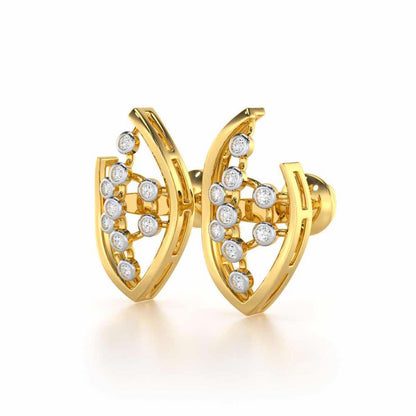 Beaded Flower Silver Earrings - Yellow Gold - Image 3
