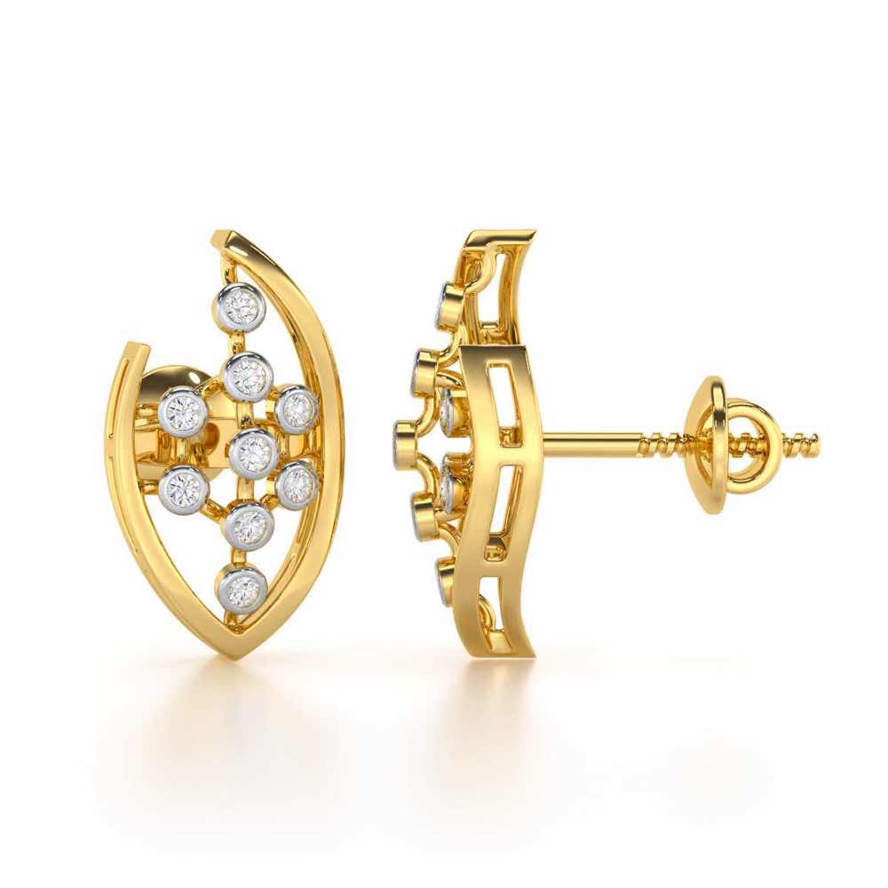 Beaded Flower Silver Earrings - Yellow Gold - Image 4